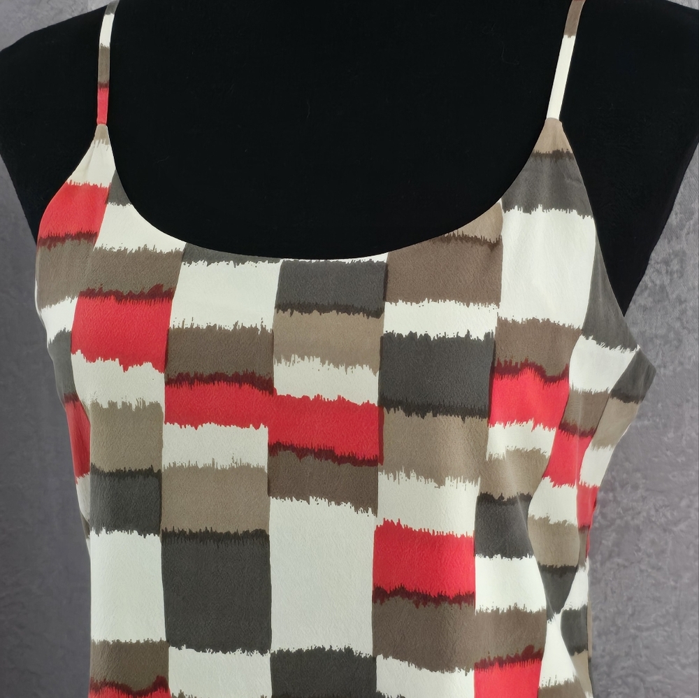 Alice & Olivia Geometric Check Silk Mini Dress, Size Small - Picture 6 of 6